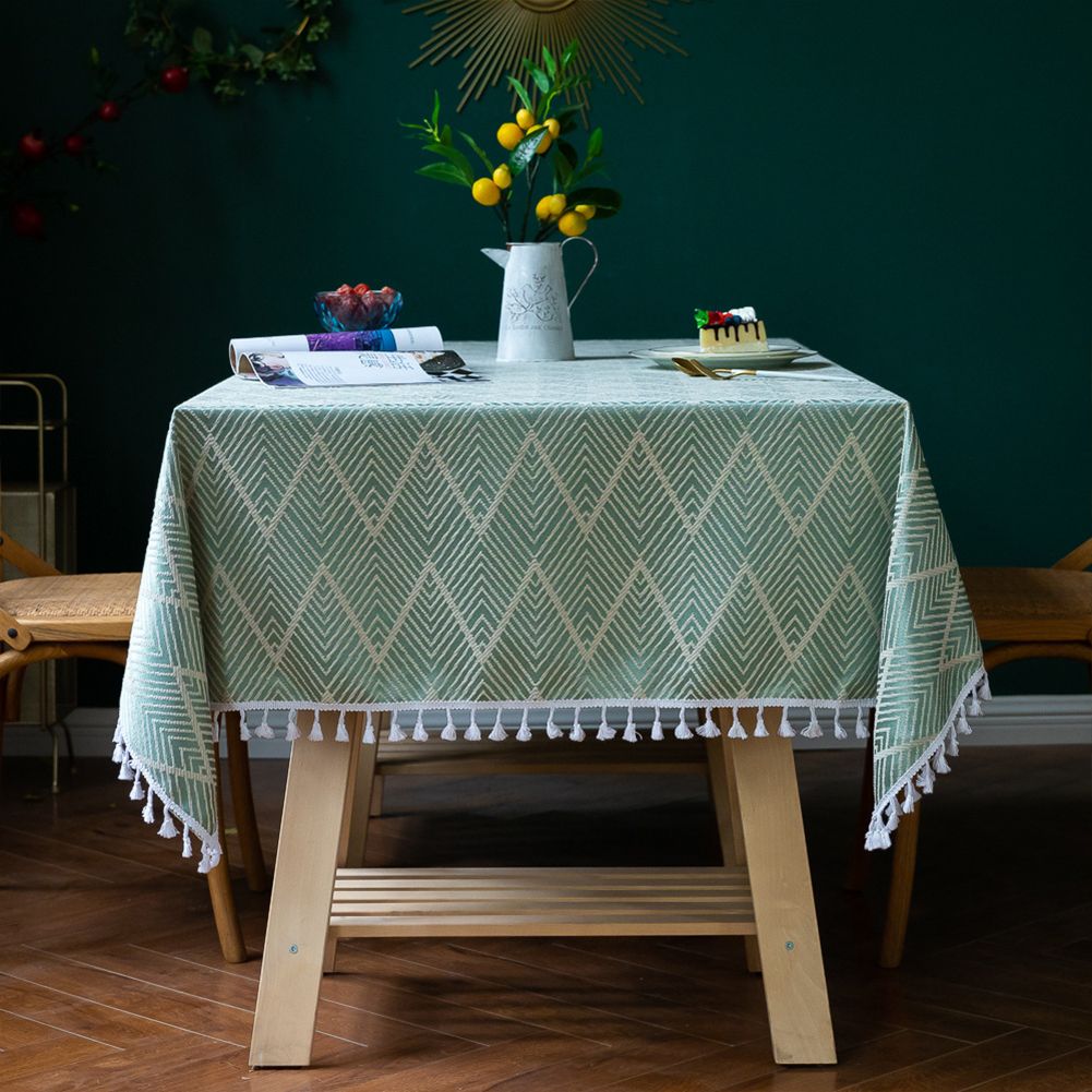 GC Washable Tablecloth With Tassel Spillproof Table Cover For Dinner Kitchen Party Holiday Decoration color:Red  size:140*140cm