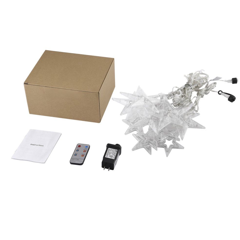 LED Curtain String Lights 12 Stars 108 LEDs Stars Christmas Lights 8-Mode-Warm White US Plug