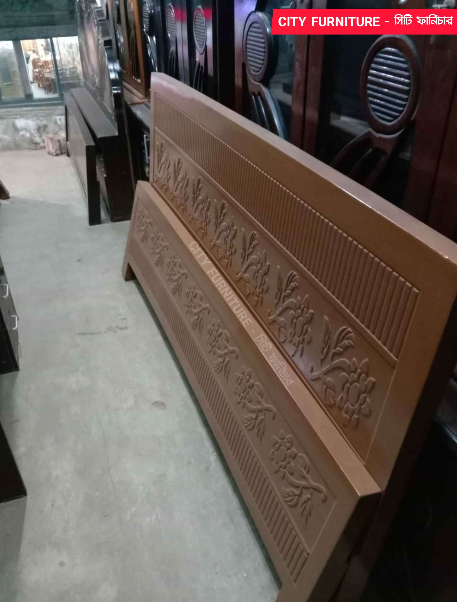 B-0598 (3D Semi Box Malaysian Wooden Bed) City Furniture