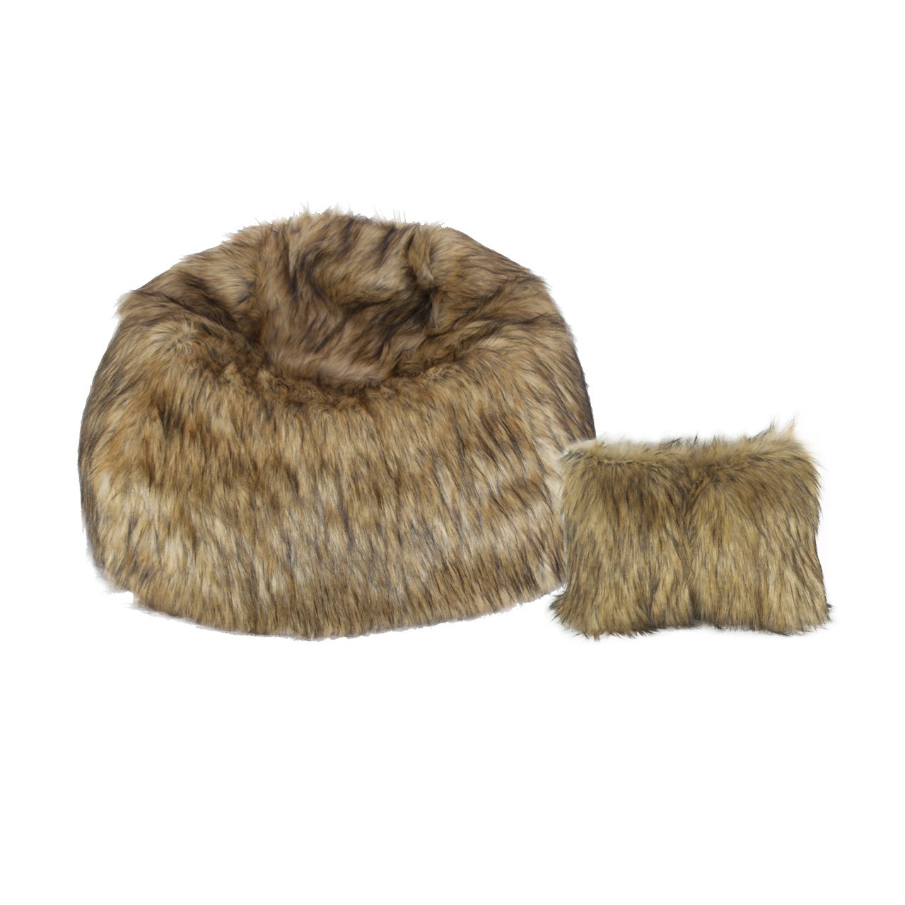 Super Comfortable Faux Fur Bean Bag Chair_Extra Large_Lion Fur with Pillow