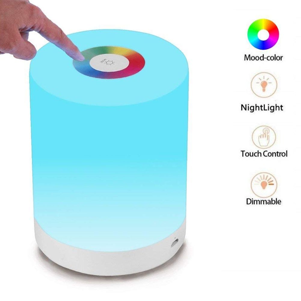 Dimmable RGB Color Changing LED Night Light Touch Control Bedside Table Lamp