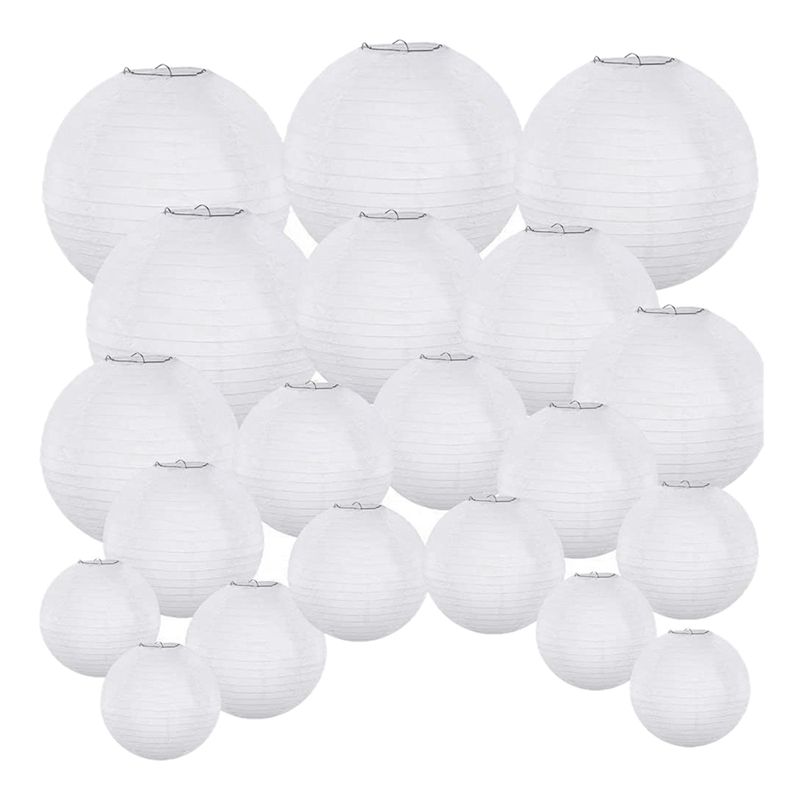20 Pack Chinese Round White Paper Lantern,Paper Lanterns Hang Lanterns Wedding Party Decorations(null)