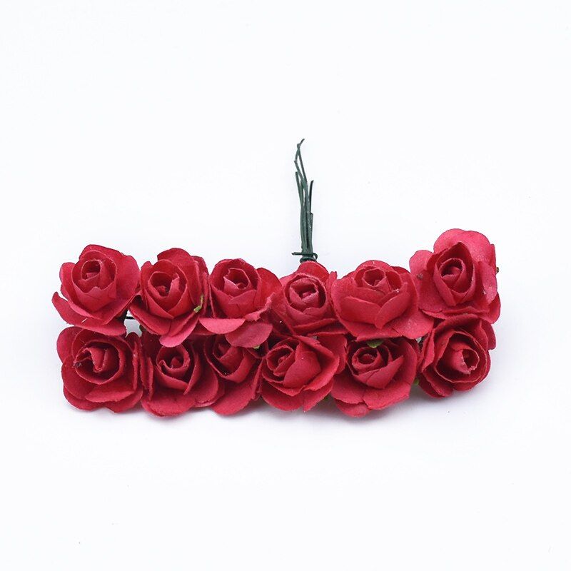 12 pieces MINI Paper rose flowers wedding decorative flower wreath diy candy box bridal accessories clearance artificial flowers