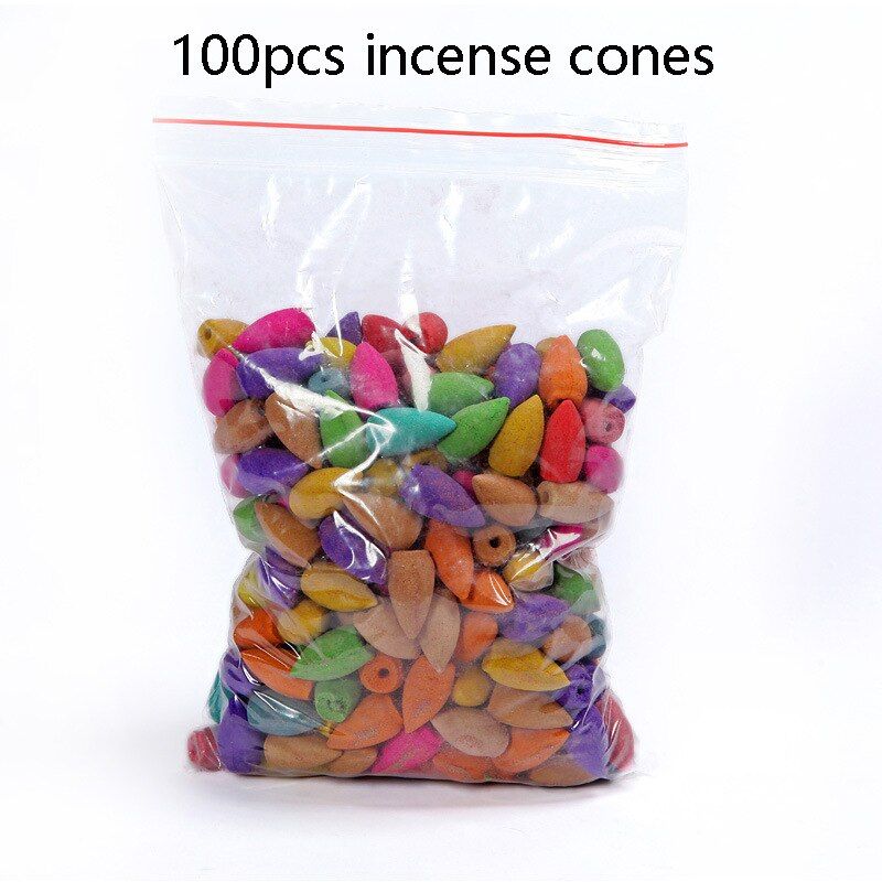 Buddha Hand Lotus Vase Shape Backflow Incense Burner Zen Buddhist Incense Stick Holder Creative Home Decor+10pcs Incense Cones