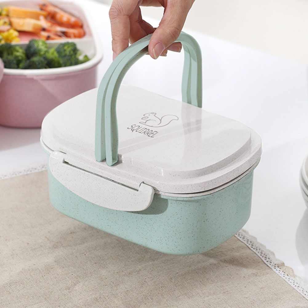 Yfashion Portable Double Layer Wheat Straw ch Box for Student Camping Style:Double layer