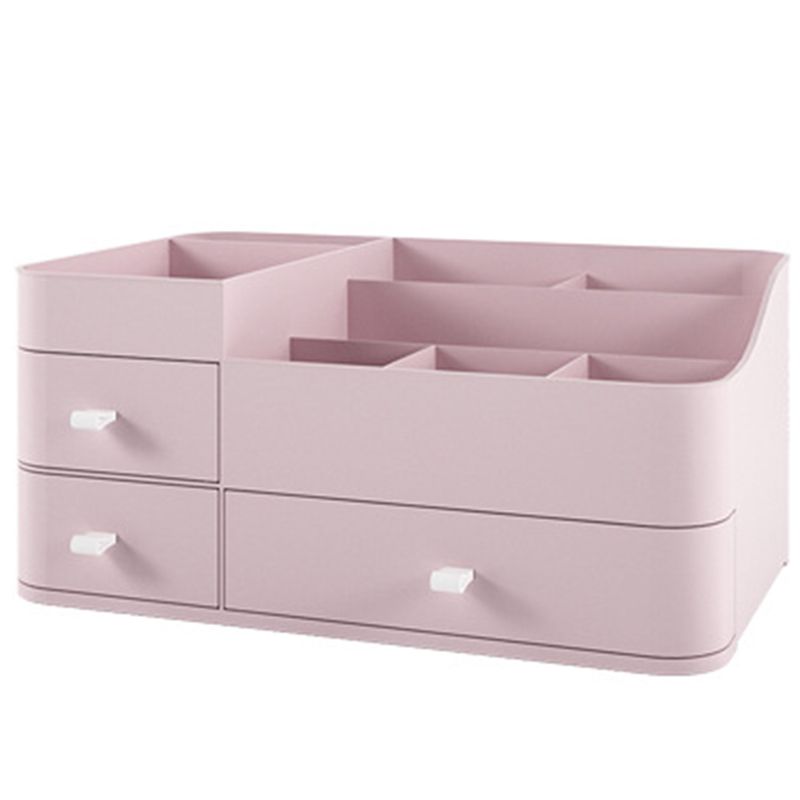 Plastic Makeup Organizer Drawer Cosmetic Container Makeup Brush Holder Large Desktop Sundries Storage Box Bathroom Storage-Pink