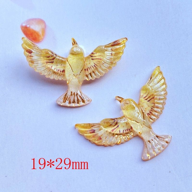10Pcs Cute Mini There Is A Hole Lin TBird Acrylic Flat Back Resin Art Supply Decoration Charm Craft Hair  Accessories H49