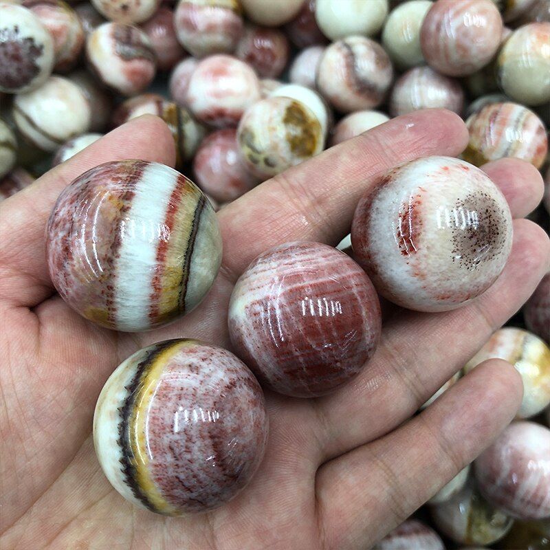 1pc Wholesale Natural Small Size Rhodochrosite Crystal Quartz Spheres Raw Crystal Ball For Decoration