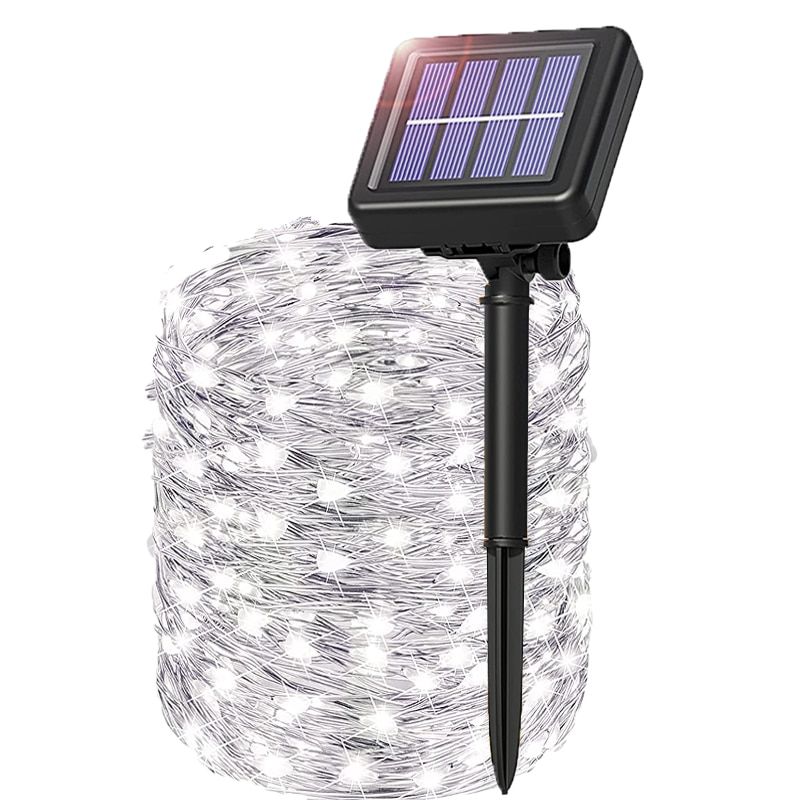 Outdoor Waterproof 350LED Solar String Light Led 8 Modes Christmas Halloween Solar Garden Led String Lights for Holiday Decor--warmwhite-1pack--12 meters 110led