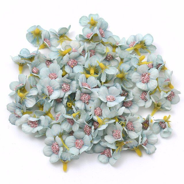 50pcs Multicolor Daisy Flower Head Mini Silk Artificial Flower For Wedding Engagement Party Home Decor DIY Garland Headdress