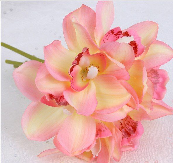 1Pcs 6 Heads  DIY Imitation Flower Silk Orchid Artificial Flower For Wedding Decoration Multicolor Optional JH181