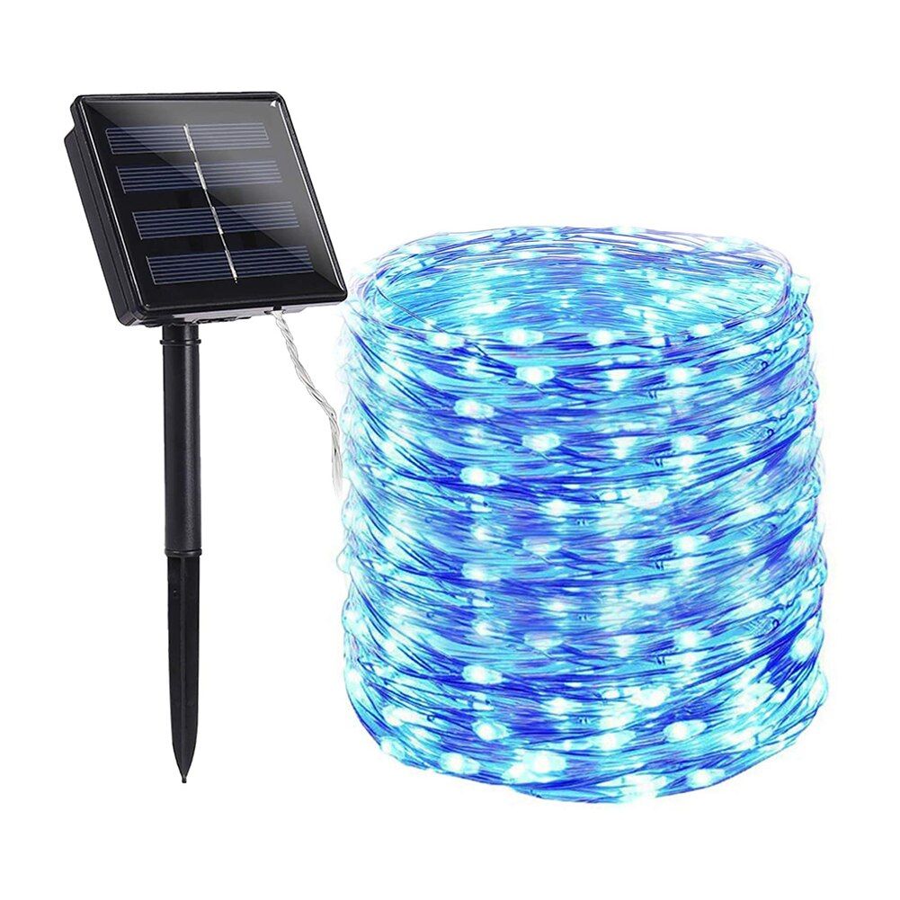 Solar Power Cherry Blossom Flower Garland LED String Fairy Lights Crystal Flowers Yard Fairy Decorative Lamp Wedding Decoration--100led white--