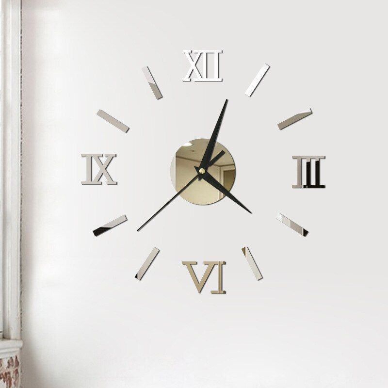 Modern Art 3D DIY Wall Sticker Clock Home Decor Simple Useful Functioning Acrylic Mirror Wall Sticker Clock For Living Room