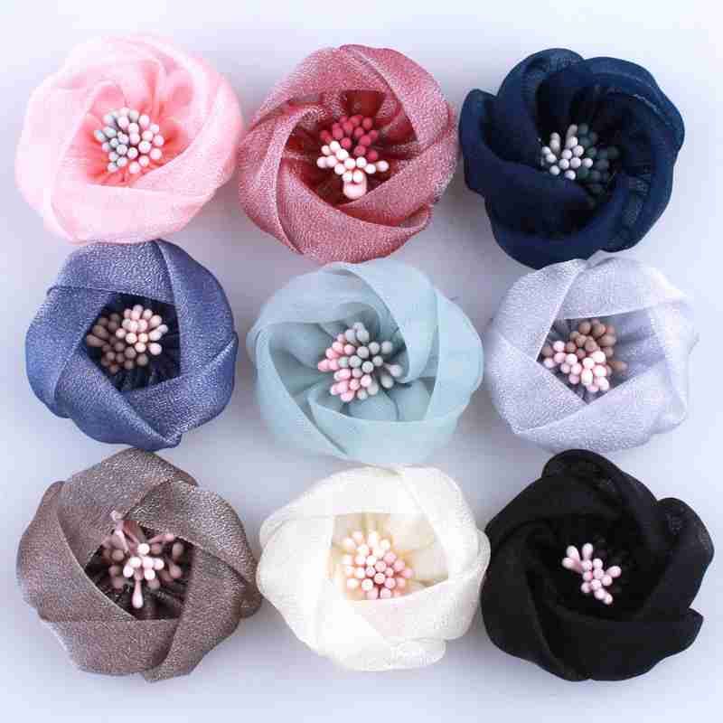 5PCS 4CM born  Mini Silk Artificial Flower For Wedding Invitation Fabric Flowers For Dress Decoration