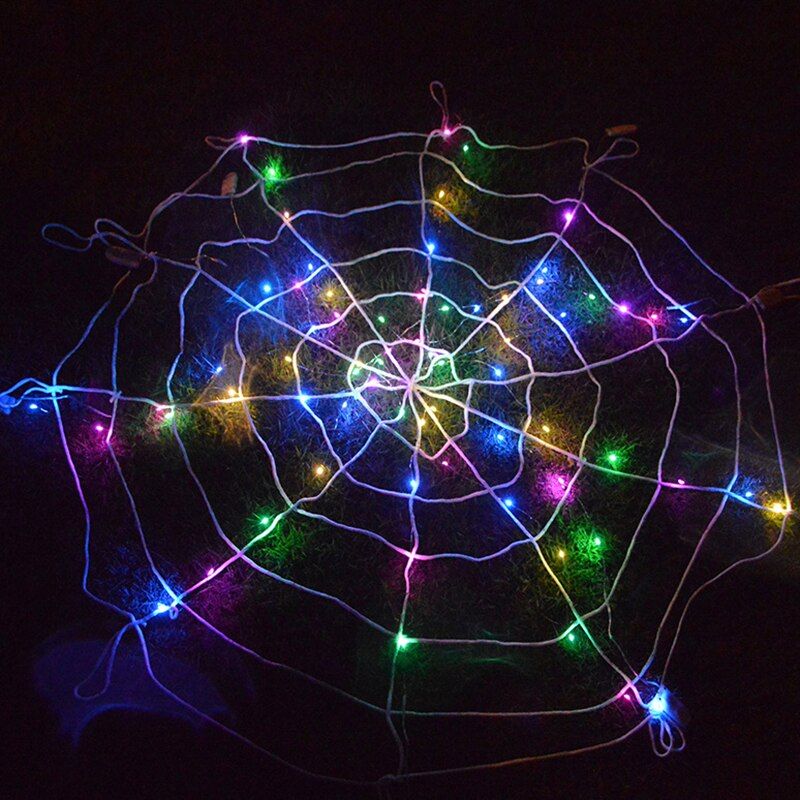 as shown Halloween Led Strip Spider Web Outdoor Horror Party Props Light Up Cobweb Spooky Decor Christmas Decorations For Home Led Lights