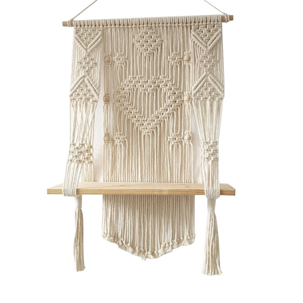 Bohemian Wall Art Handmade Cotton Thread Hanging Tapestry Storage Rack Shelf