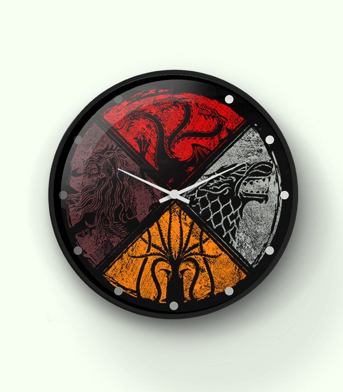 Paperboat Game of Thrones Noble Houses logo wall clock  14 Inch