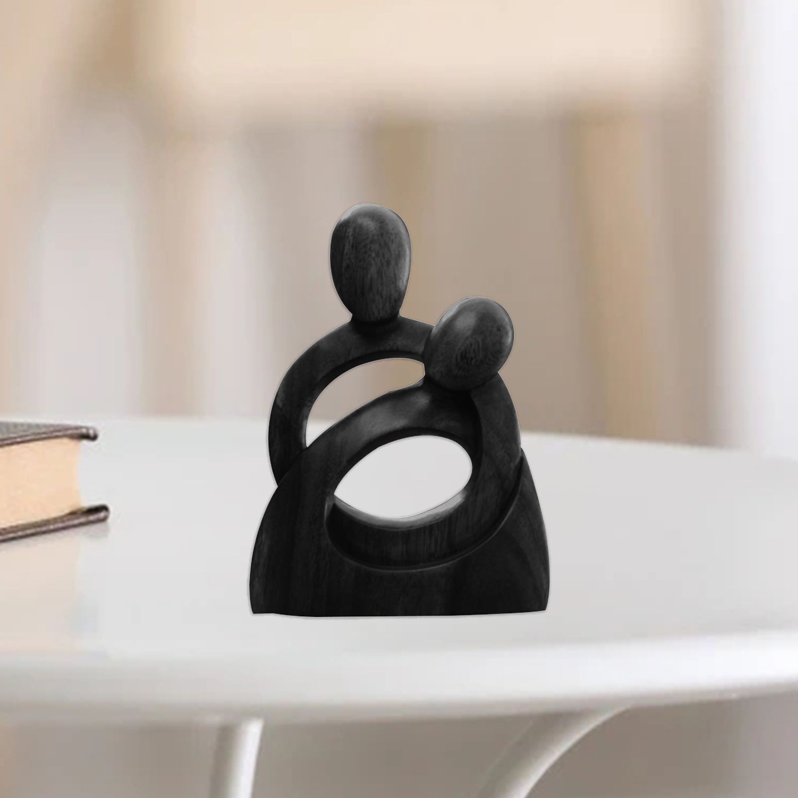 Wood Sculpture Delicate Embrace Mother Sculpture Desktop Ornaments