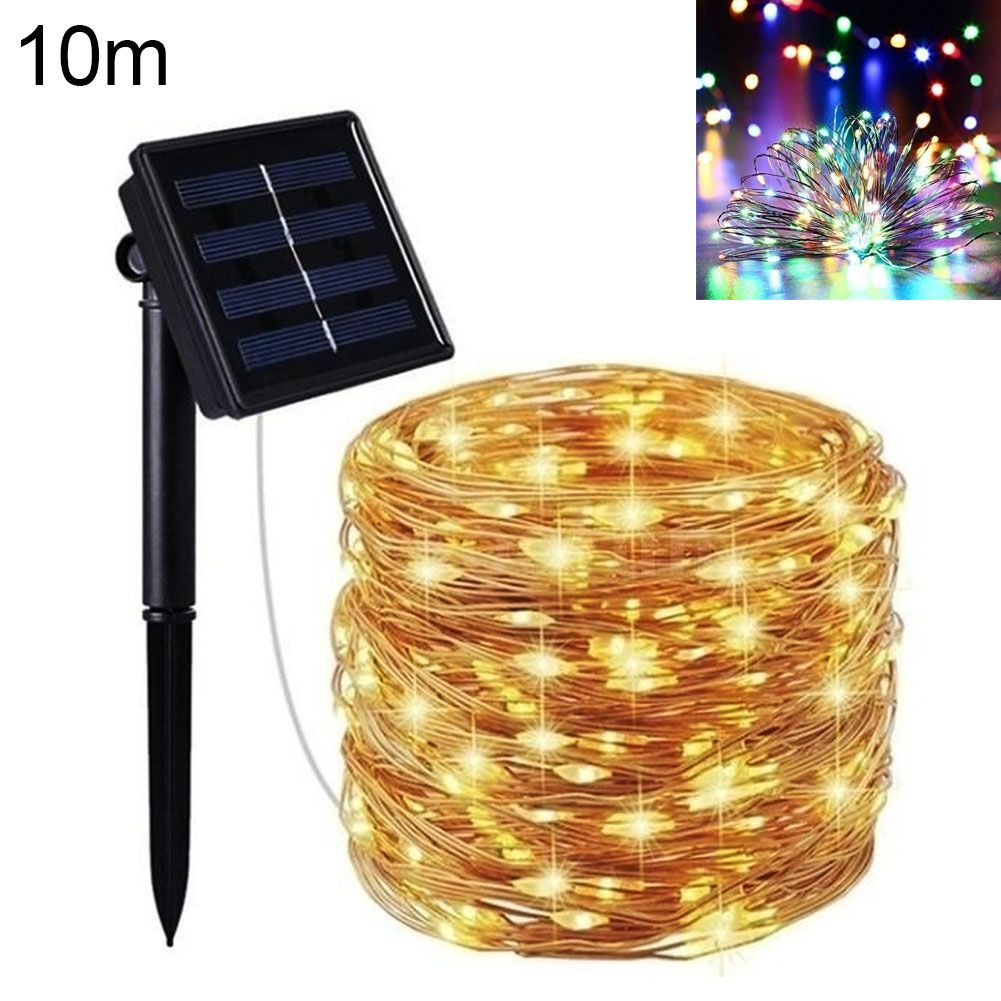 Copper Wire Fairy Solar LED String Lights 8 Modes Waterproof Garden Party Decor