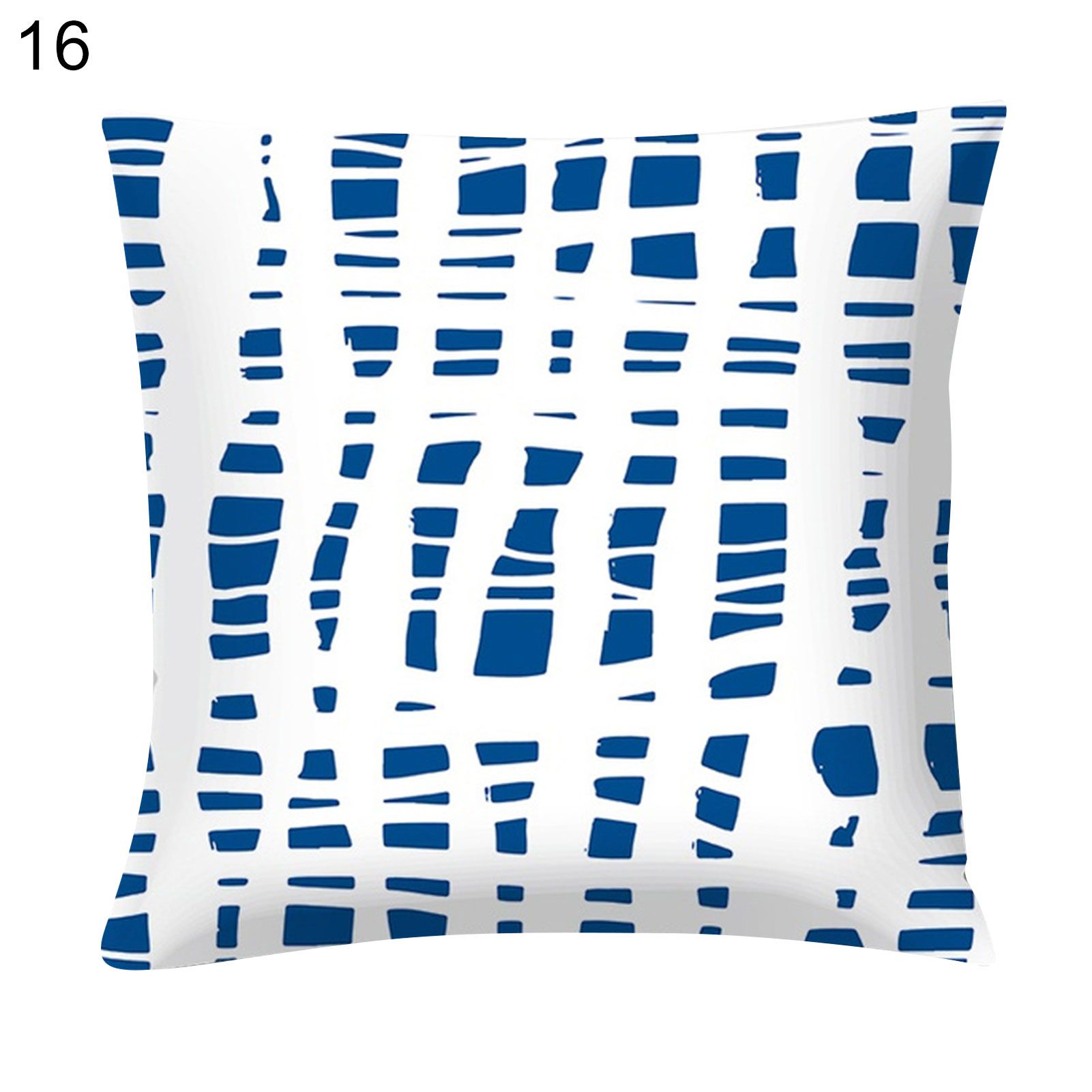 Blue Geometric Printed Throw Square Pillow Cover Sofa Chair Cushion Pillowcase
