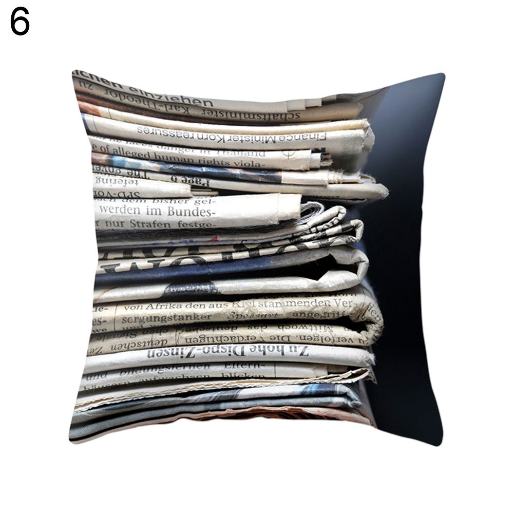 Newspaper Throw Pillow Case Cushion Cover Sofa Bed Car Cafe Office Decoration