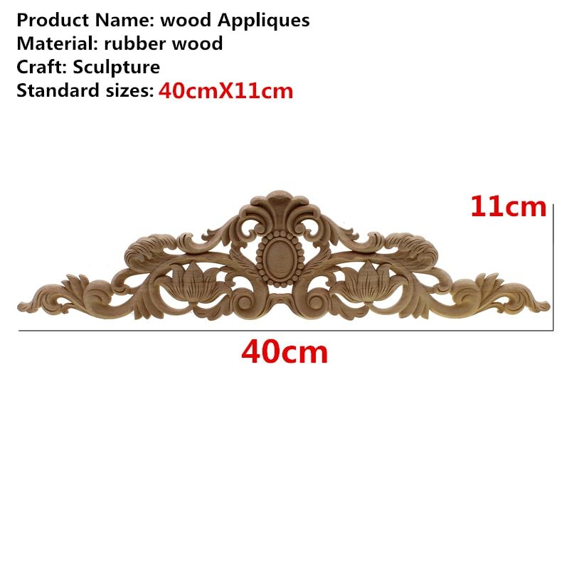 Rectangle Carving Natural Wood Appliques For Furniture Cabinet Unpainted Wooden Mouldings Decal Vintage Home Decor Decorative