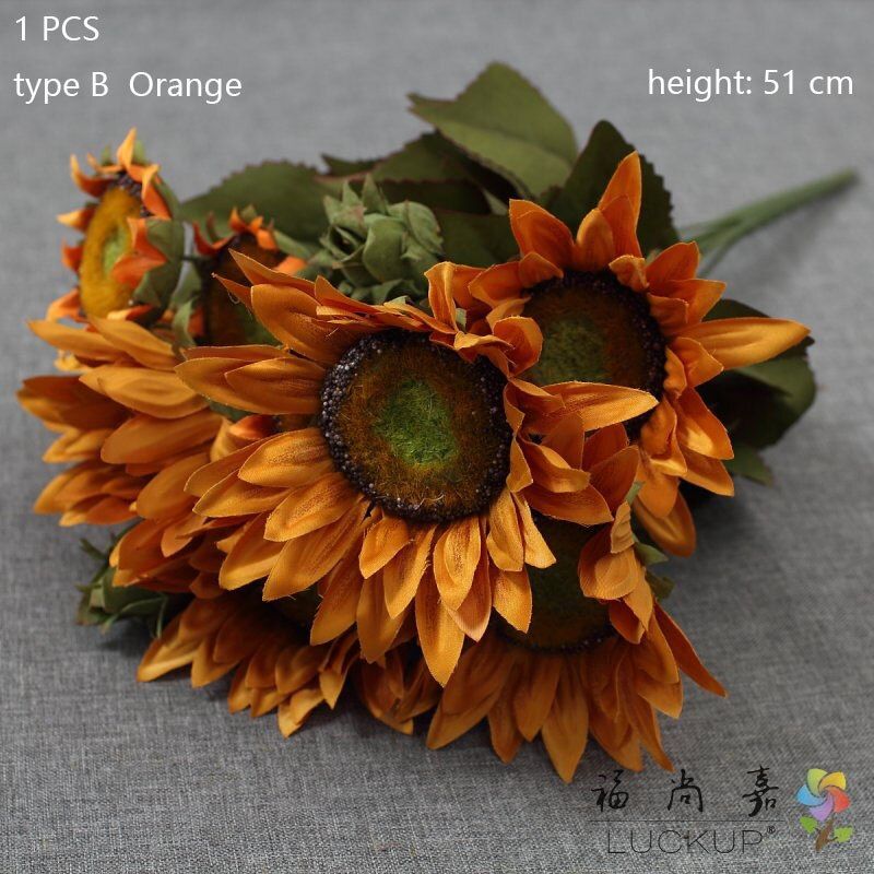 1 PCS 90 cm 3 Flower Heads Artificial Sunflower Silk Flower Home Party Decoration F411