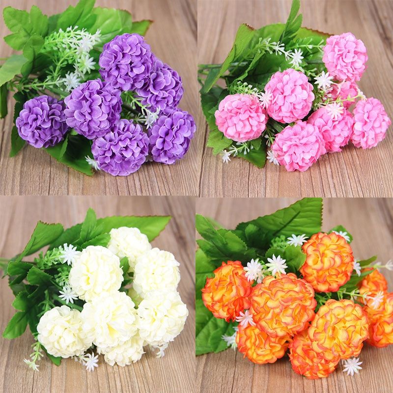 9 large flower head artificial hydrangea chrysanthemum ball fake silk flower DIY home garden wedding party shop decoration