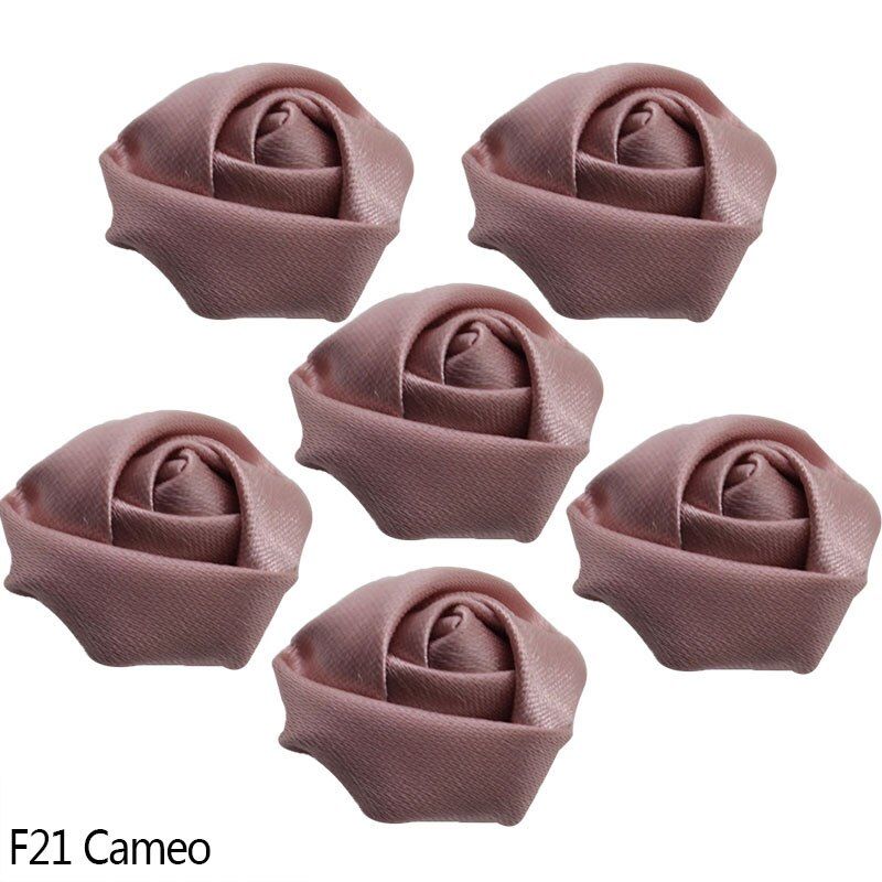 10pcs 2cm Mini Satin Rose Ribbon Rosettes Fabric Flower DIY Handmade Rose Flowers for Home Wedding Decoration Scrapbooking Craft