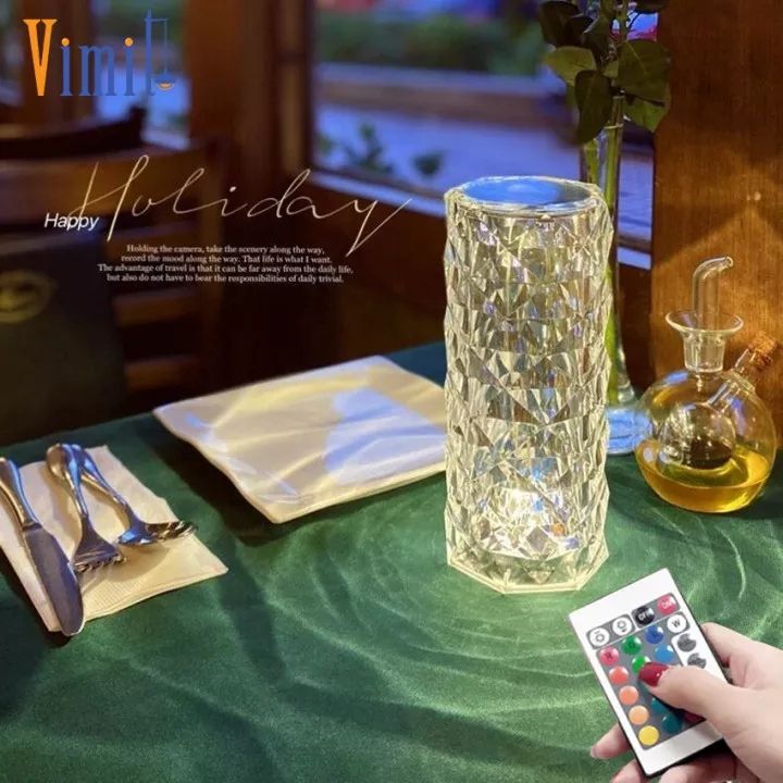 Vimite LED Cystal Diamond Touch Table Lamp USB Rechargeable 3 Colors Dimming Bedroom Lamp Shade for Room Bedside Desk Decoration Ambience Night Light Girlfriend Birthday Gifts Warm White