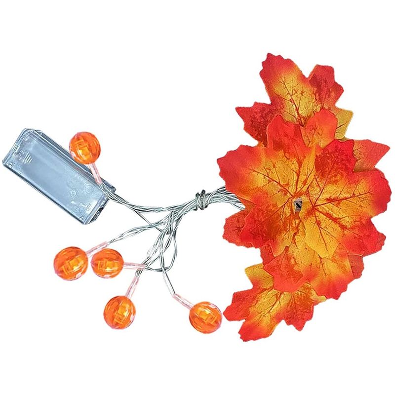 JAERBEE Fall Decor Maple Pumpkin String Lights,Maple Pumpkin LED Light Artificial Fall Maple Leaves Garland Home Decorations