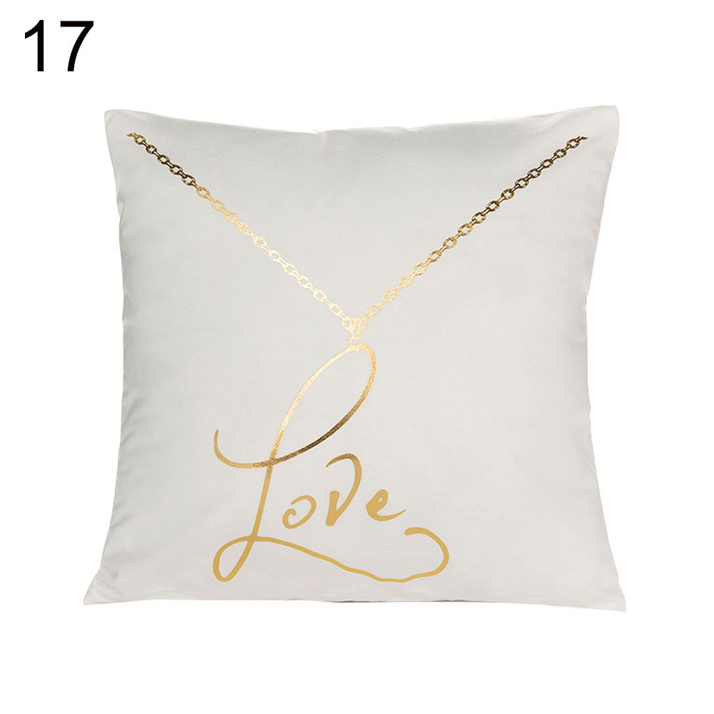 Bronzing Leaf Diamond Geometric Pattern Cushion Cover Pillow Case Home Decor