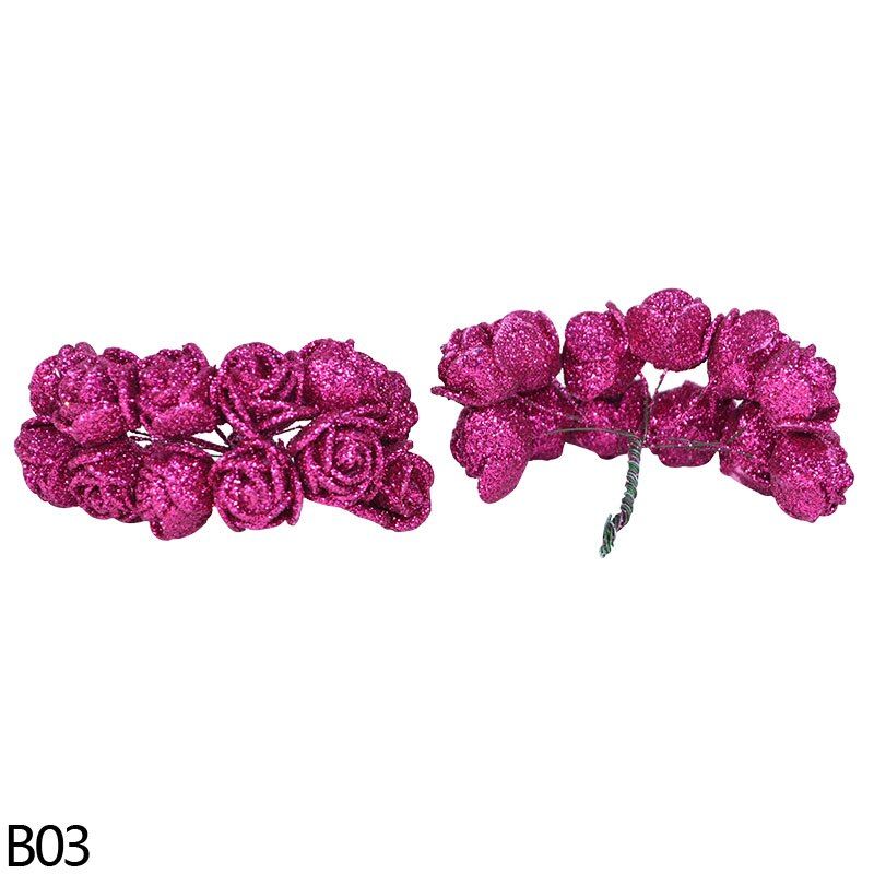 36/72/144Pcs  Glitter Gold Silver Rose Flower Artificial Foam Fake Flower DIY Wreath Home Wedding Party Decoration