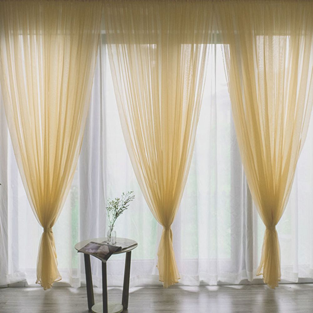 Yfashion Shading ulle Curtains for Living Room Window Screening Curtains Drape Panel Sheers