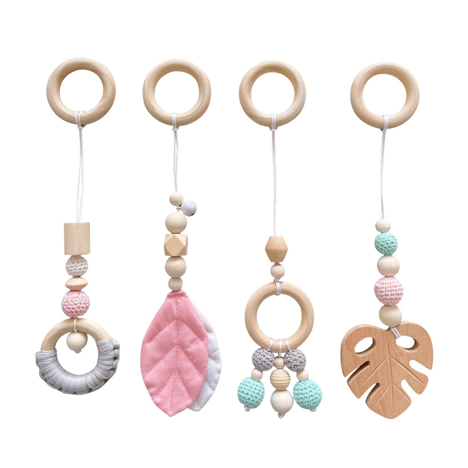 Baby Rattle Toy Eco-friendly Crochet Beads Baby Wooden Teether