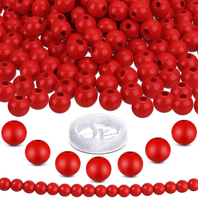 500 Pcs Wooden Beads Rustic Decoration Garland Wood Spacer Loose Farmhouse Wooden Bead for DIY Craft Party Supplies