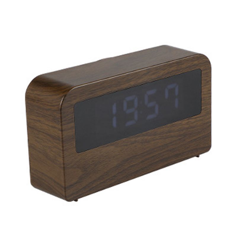LED Wooden Alarm Clock Watch Table Digital Electronic Desktop Powered Clocks Table Decor with Book Light