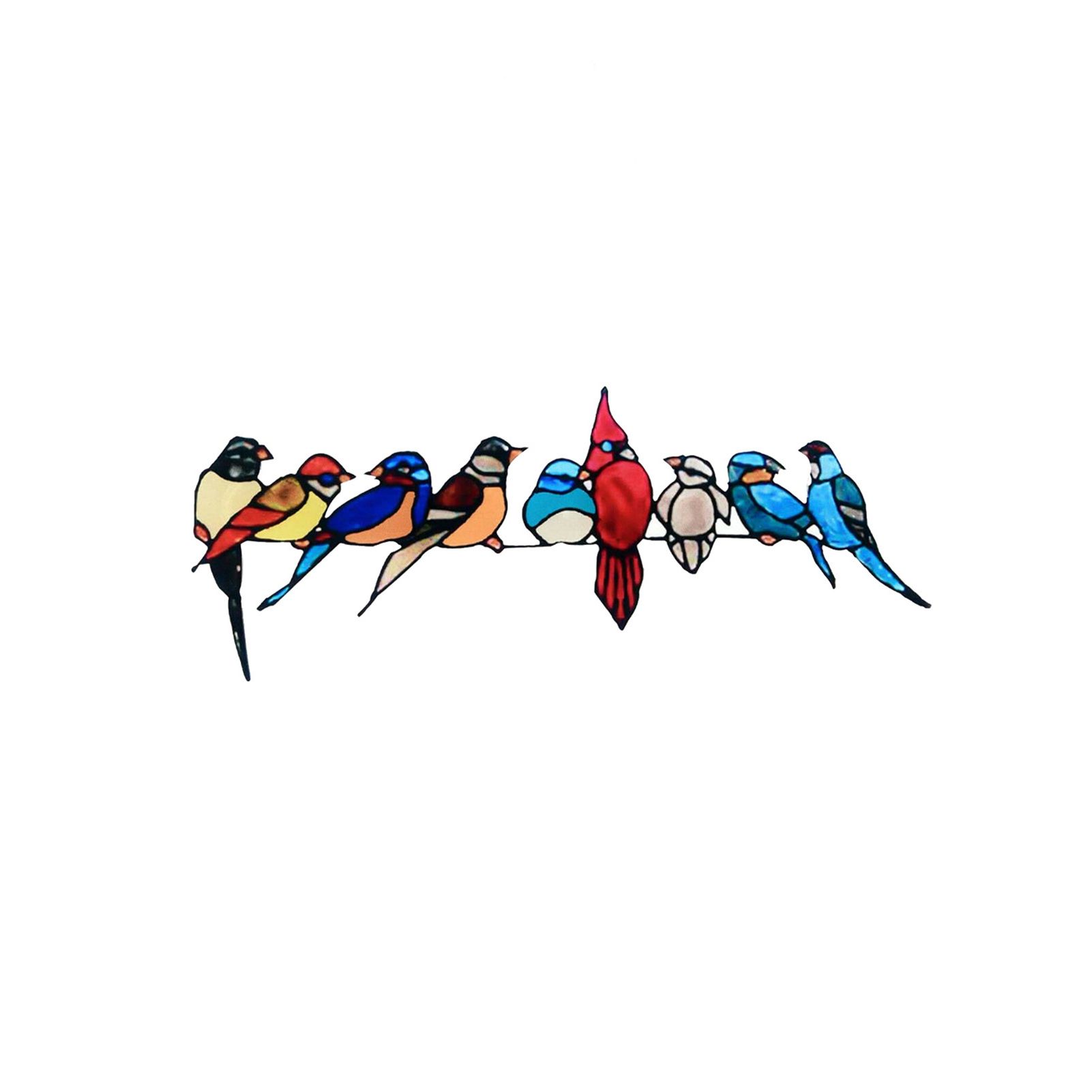 Wall Decal Delicate Stained Birds Design PVC 3D Cartoon Pattern Sticker for Window