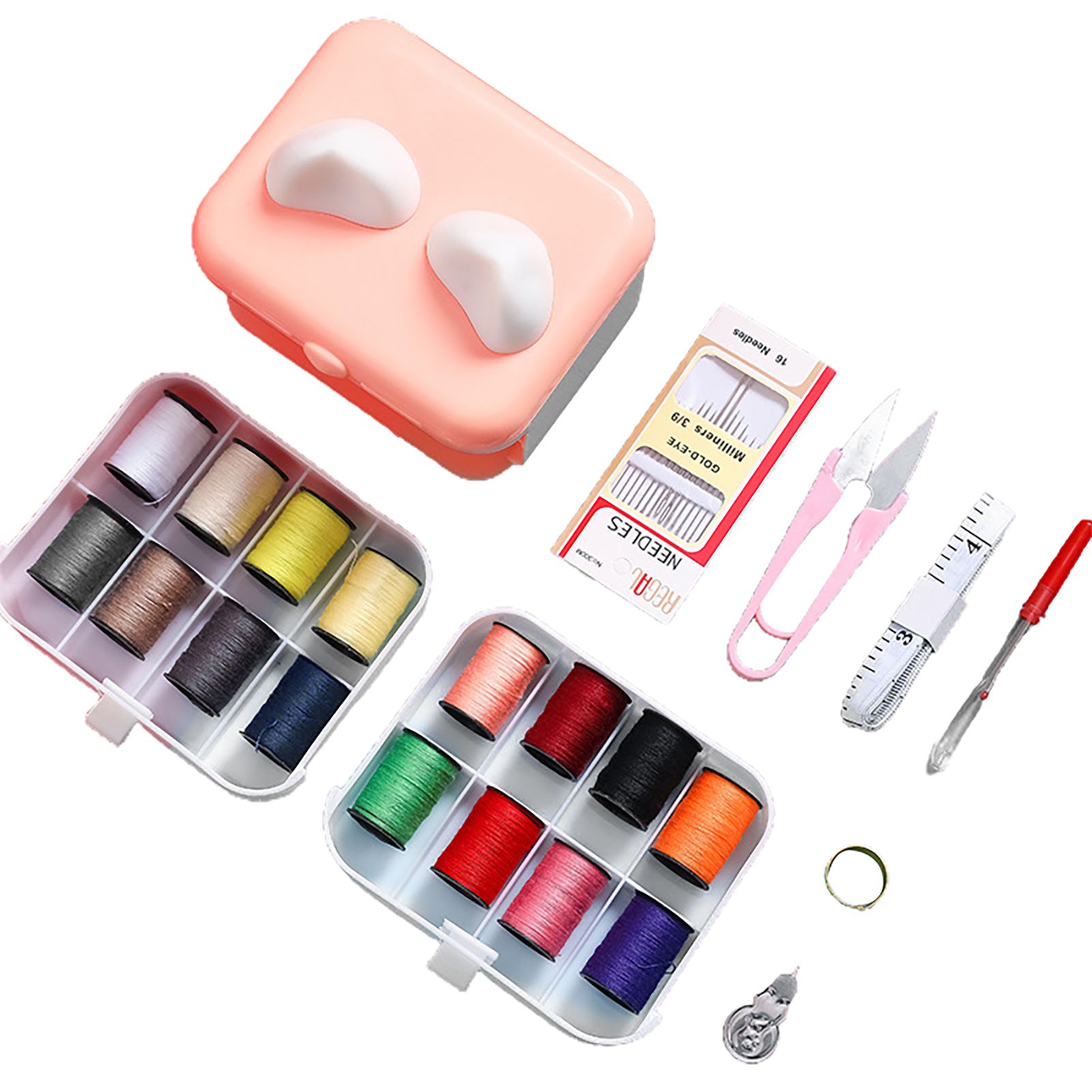 Sewing Box Set Portable 16 Grids Sewing Box Set with Needle