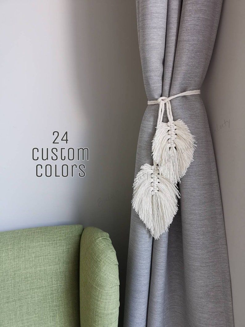 Curtain holder macrame leaf double layer for home decor 2 pcs in a set