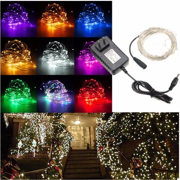 10M 100 LED Silver Wire String Fairy Light Xmas Decor with Adapter Waterproof