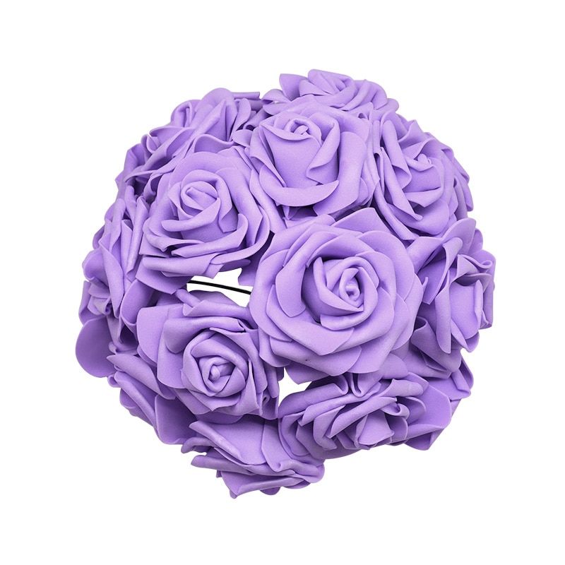 24pcs 7cm White Rose Artificial PE Foam Rose Flower Wedding Decoration Bridal Bouquet Scrapbooking Craft Fake Flowers DIY Suppli