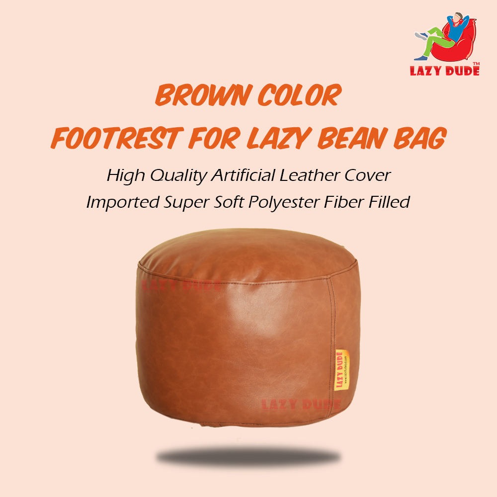 Lazy Footrest for Bean Bag Chair Super Soft Fiber Filled - Brown LAZY DUDE