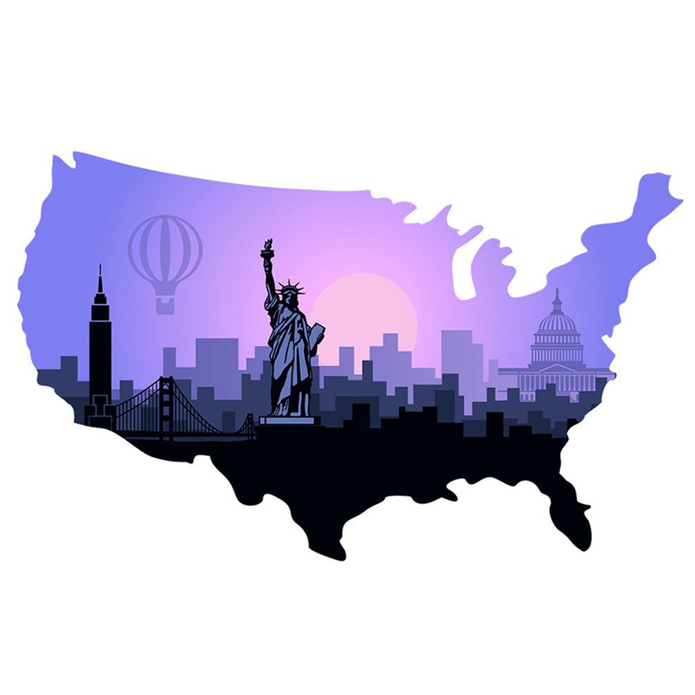 HA AF5849 Statue of Liberty Wall Sticker Three Dimensional Waterproof Wall Sticker Room Wall Protective Stickers-Colorful
