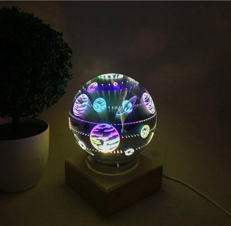 0-5W Magic Ball Colorful glass ball lamp 3d Starry Sky Night light USB power For kids Bedroom Decoration Christmas light gifts