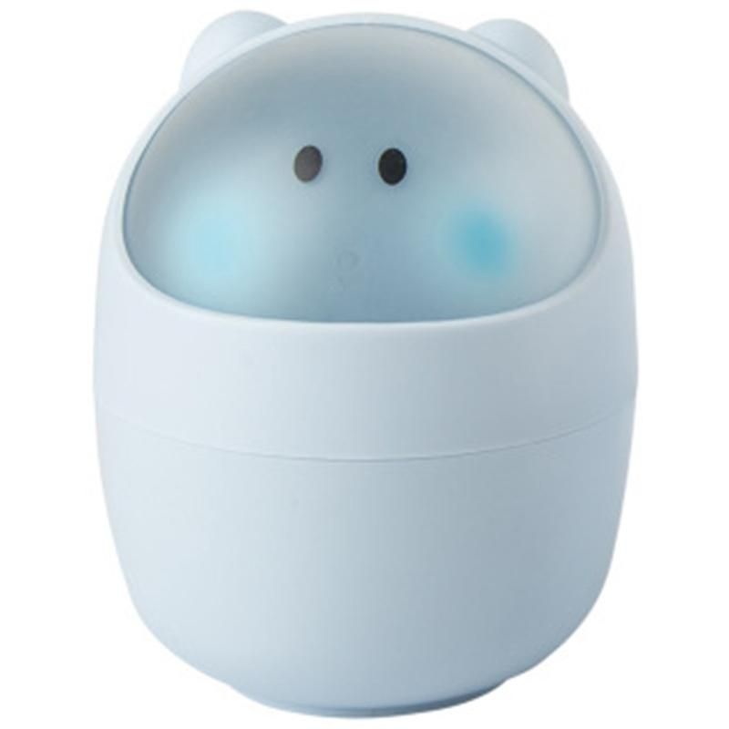 Mini Waste Bin Desktop Garbage Basket Cleaning Barrel Creative Small Desk Organizer Storage Dustbins Animal Trash Can Paper Towel Container Blue