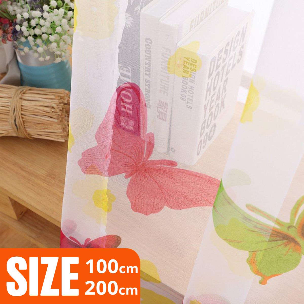 Butterflies Voile Curtains Divider Window Curtain Drape Panel Sheer Multicolor