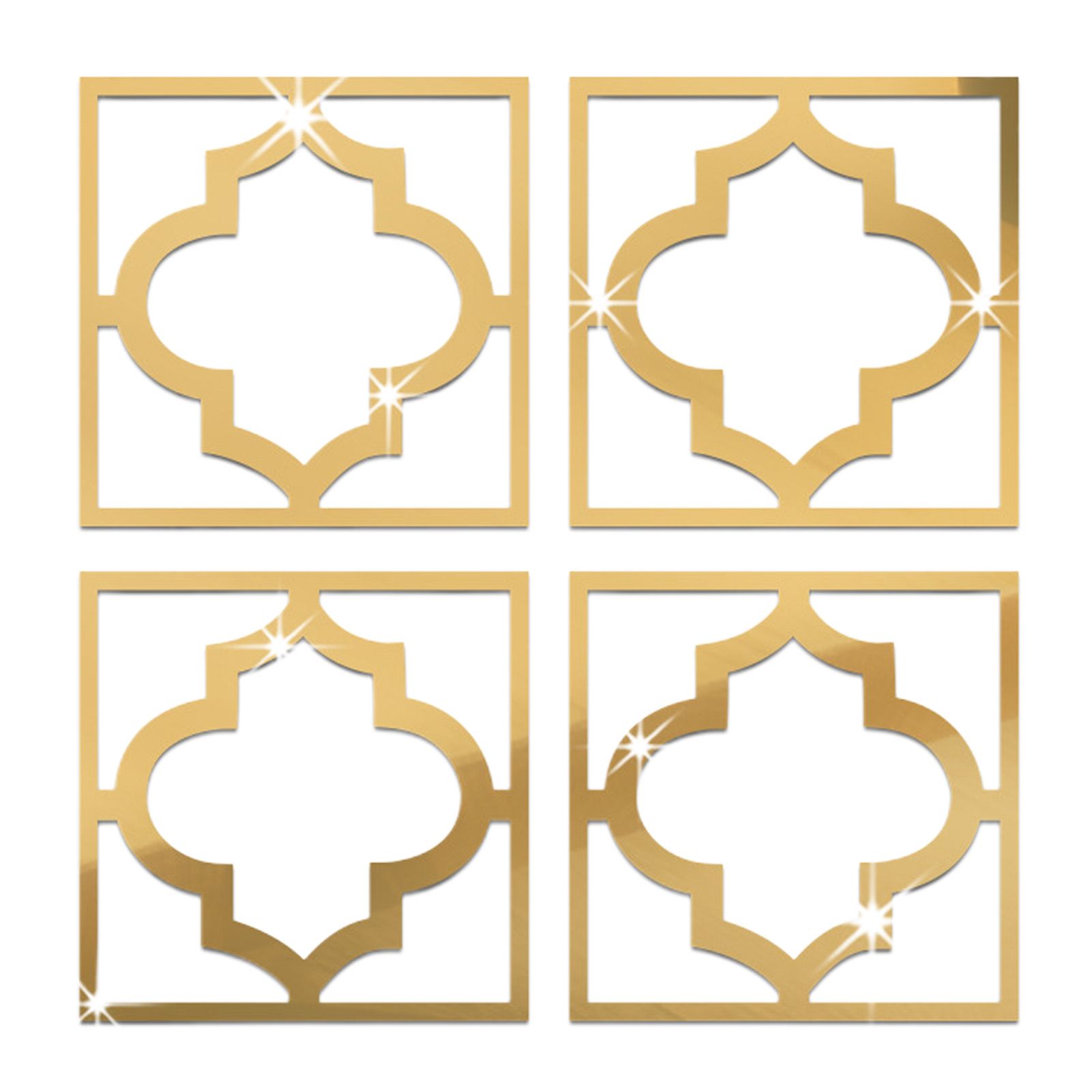 4Pcs Mirror Sticker DIY Self-adhesive Plastic Furniture Modification Mirror Wall Sticker for Living Room