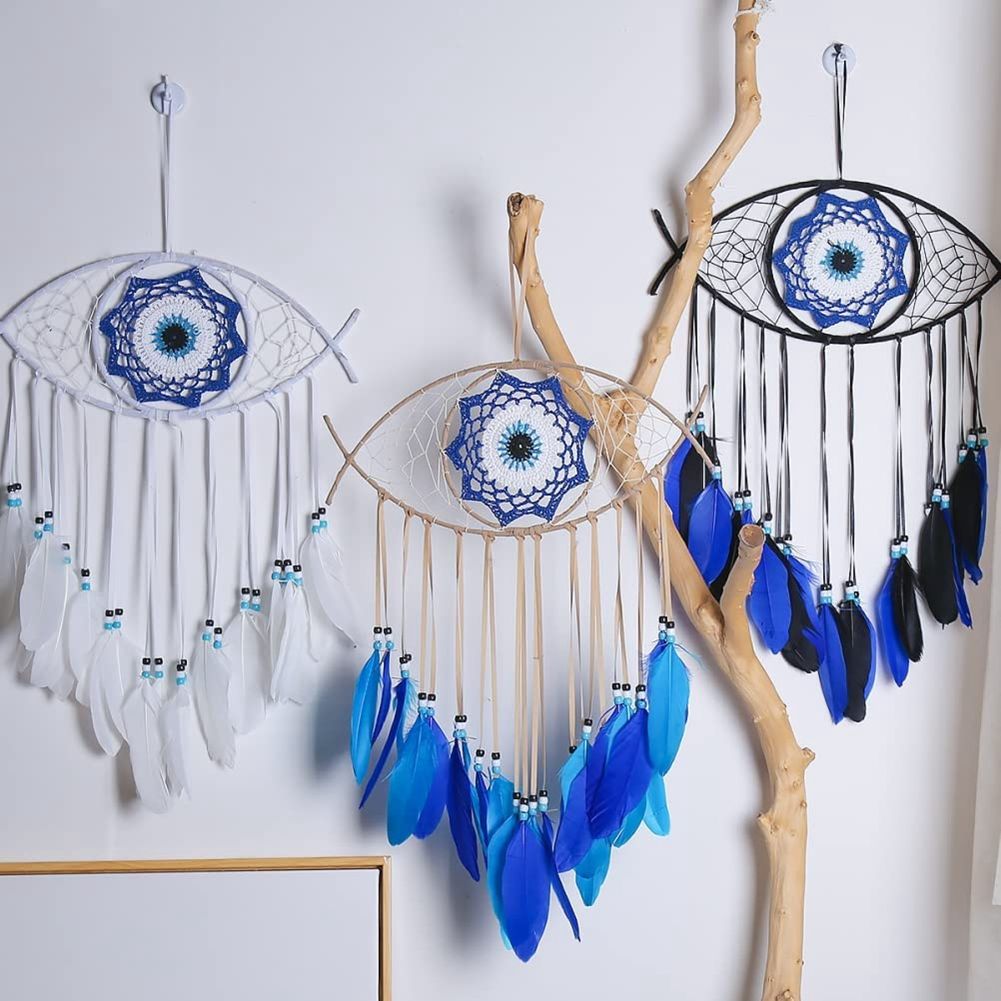 Evil Eye Dream Catchers for Bedroom Hand-Woven Macrame Dreamcatcher,1