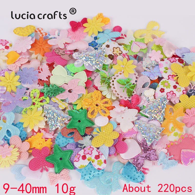 Lucia crafts Fabric Flower Mix DIY Handmade Garment Scrapbook Decoration Appr 4~11g/lot,(appr 100~220pcs/bag) B1102